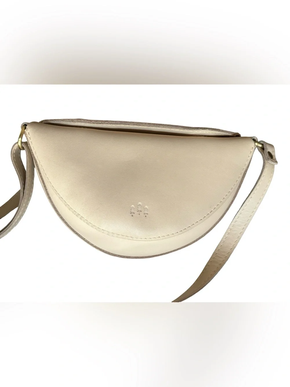 Portland Leather Small Koala Sling Bag Cream Half-Moon Crossbody Shoulder Purse